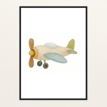 Propellerflugzeug Poster mit Holzrahmen von tinylearner