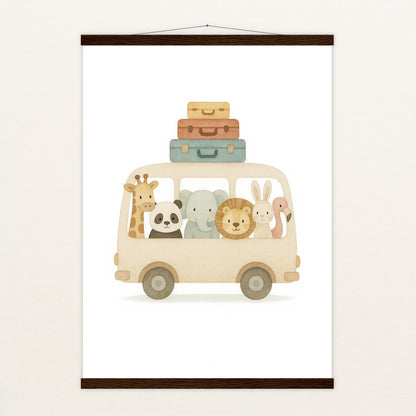 Tierfreunde - Motiv: "Reisebus" Poster mit Leisten von tinylearner