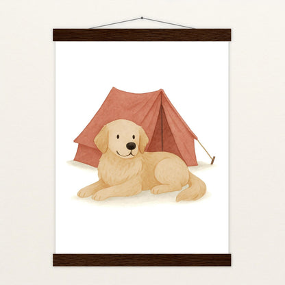 Hugo der Hund - Motiv: "Zelt" Poster mit Leisten von tinylearner