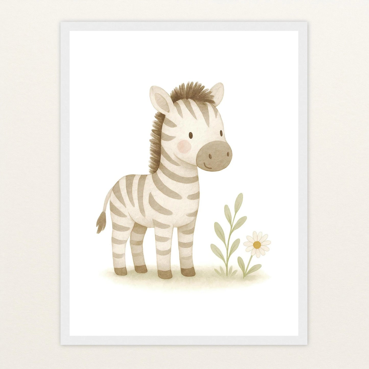Zinni das Zebra Poster mit Holzrahmen von tinylearner