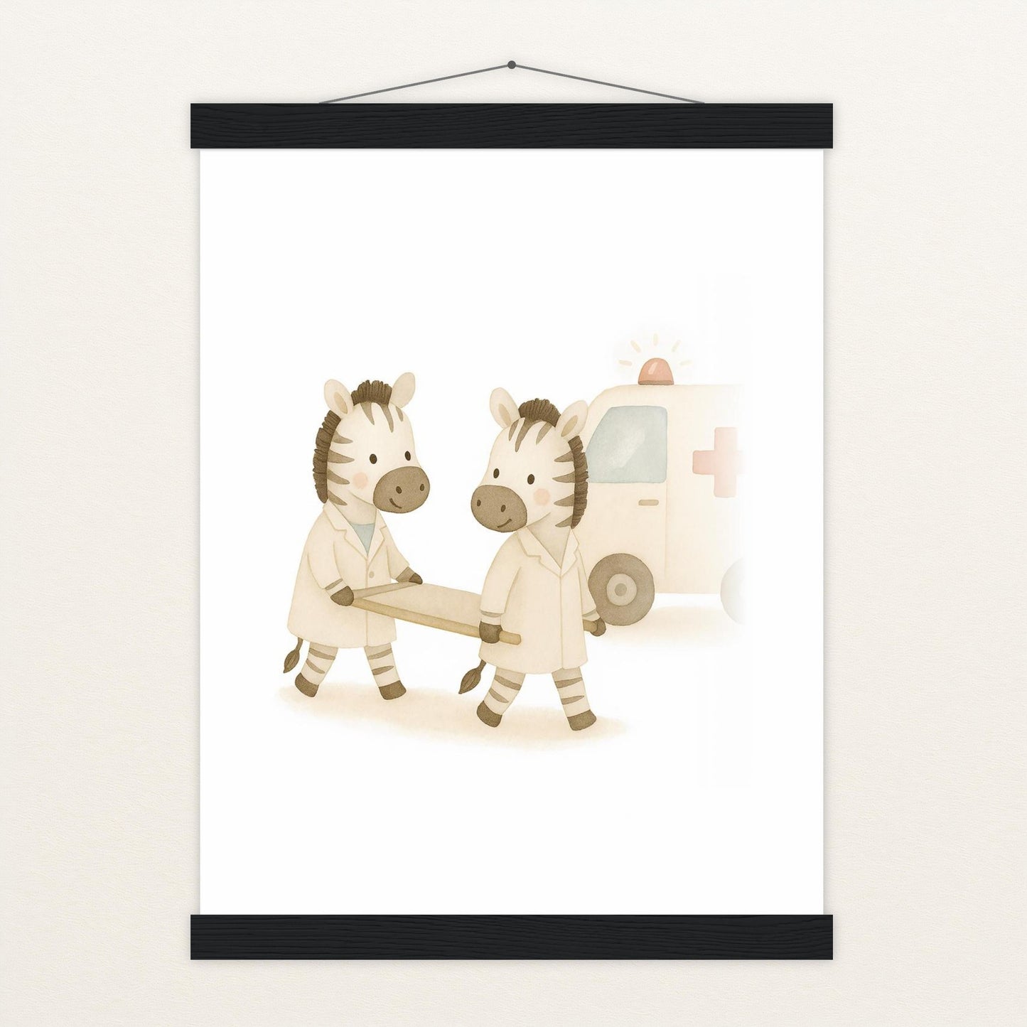 Zinni das Zebra - Motiv: "Krankenwagen" Poster mit Leisten von tinylearner