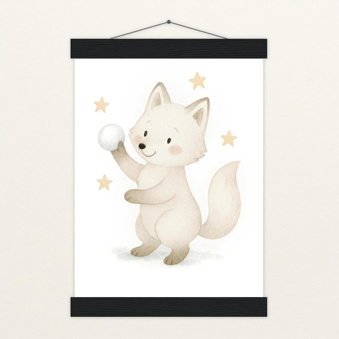 Pino der Polarfuchs - Motiv: "Schneeball" Poster mit Leisten von tinylearner