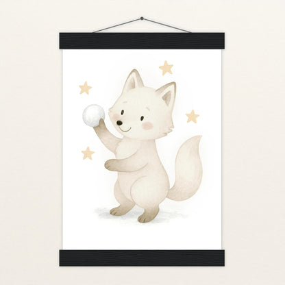 Pino der Polarfuchs - Motiv: "Schneeball" Poster mit Leisten von tinylearner