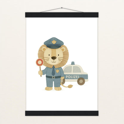 Leo der Löwe - Motiv: "Polizei" Poster mit Leisten von tinylearner