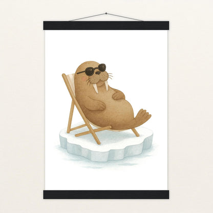 Wally das Walross - Motiv: "Liegestuhl" Poster mit Leisten von tinylearner