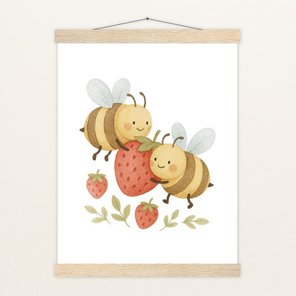Bibi die Biene - Motiv: "Erdbeere" Poster mit Leisten von tinylearner