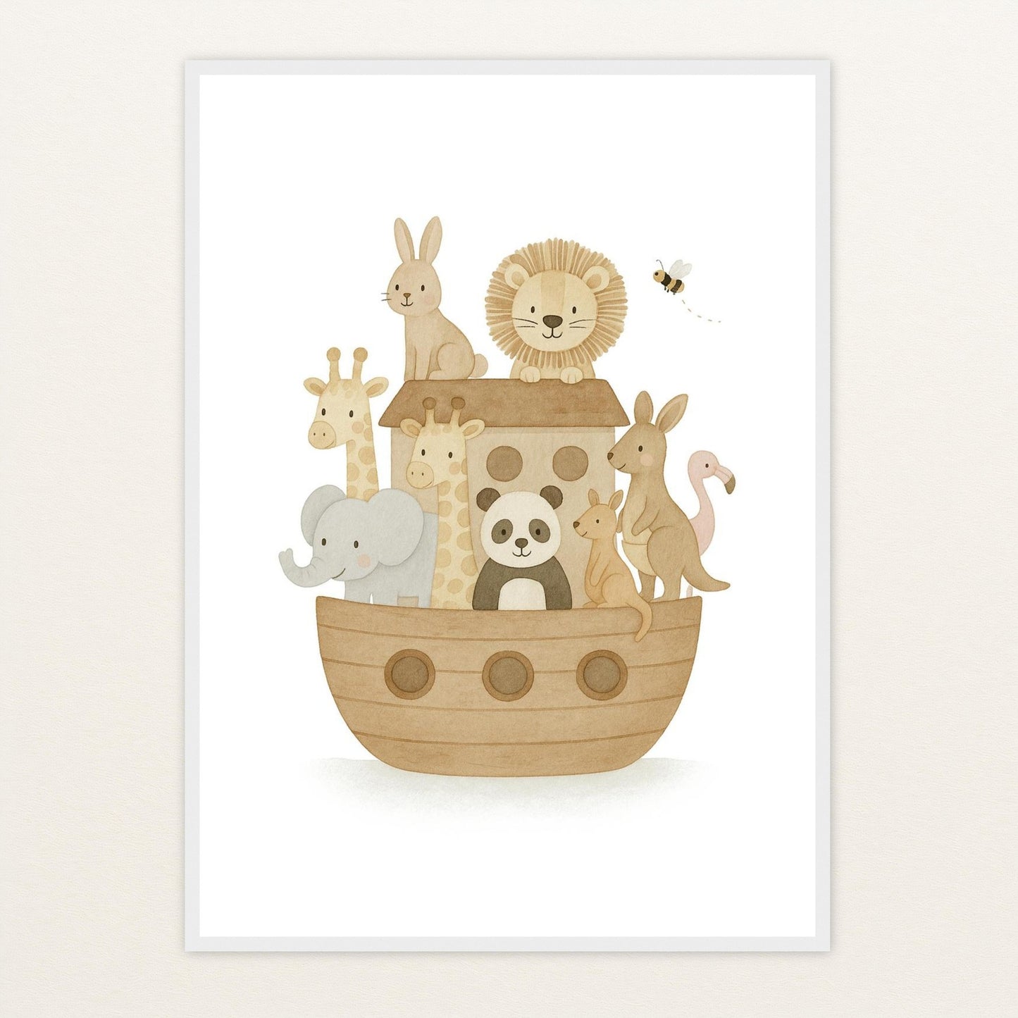 Tierfreunde - Motiv: "Arche Noah" Poster mit Holzrahmen von tinylearner