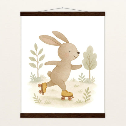Holly der Hase - Motiv: "Rollschuhe" Poster mit Leisten von tinylearner