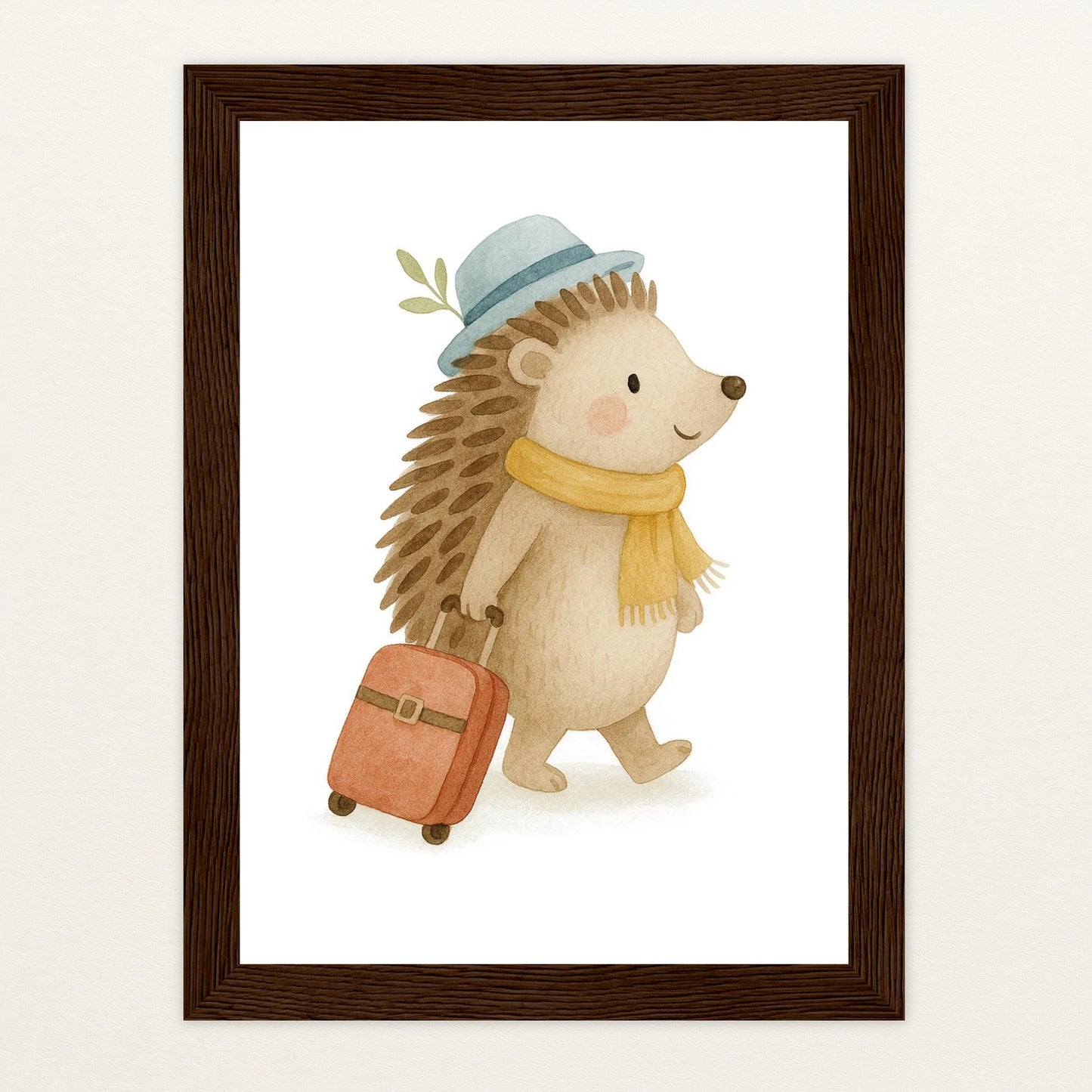 Iggi der Igel - Motiv: "Reisen" Poster mit Holzrahmen von tinylearner