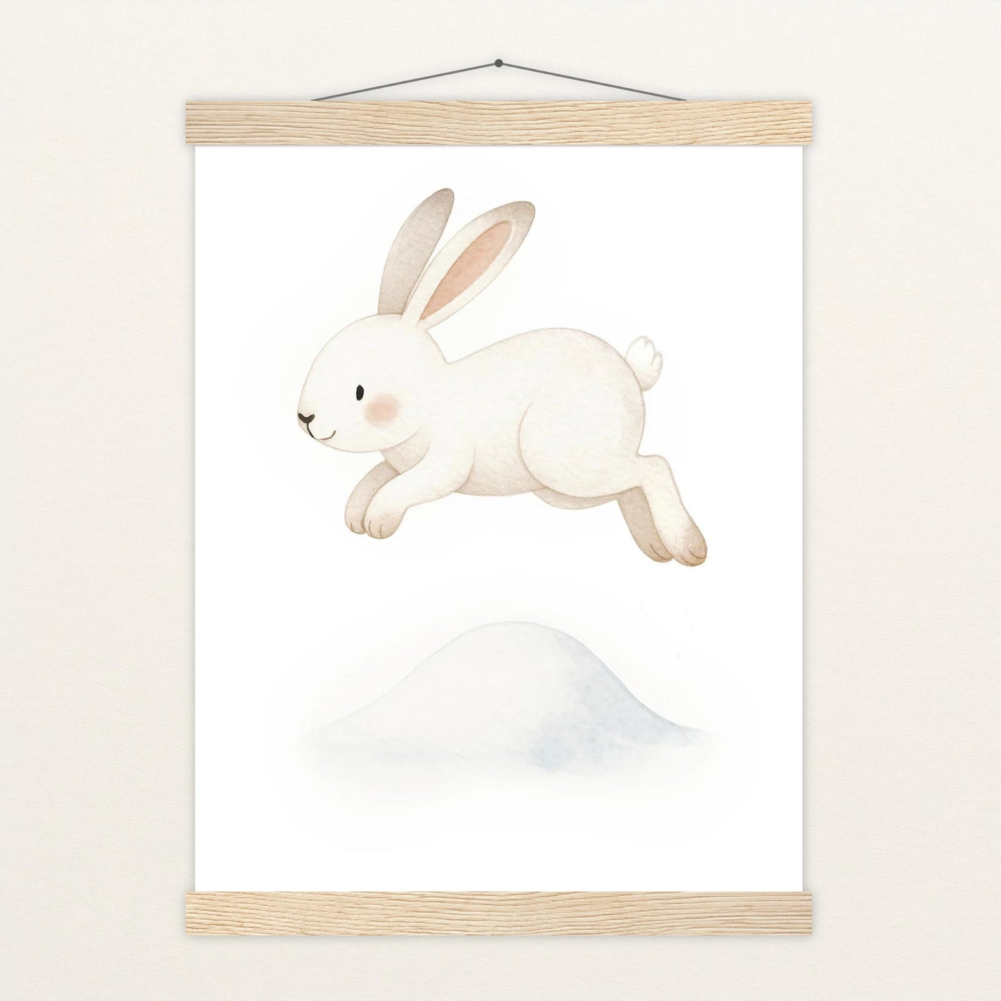 Sina der Schneehase - Motiv: "Schneehügel" Poster mit Leisten von tinylearner