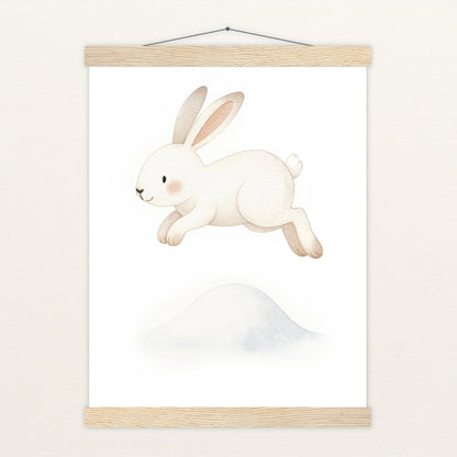 Sina der Schneehase - Motiv: "Schneehügel" Poster mit Leisten von tinylearner