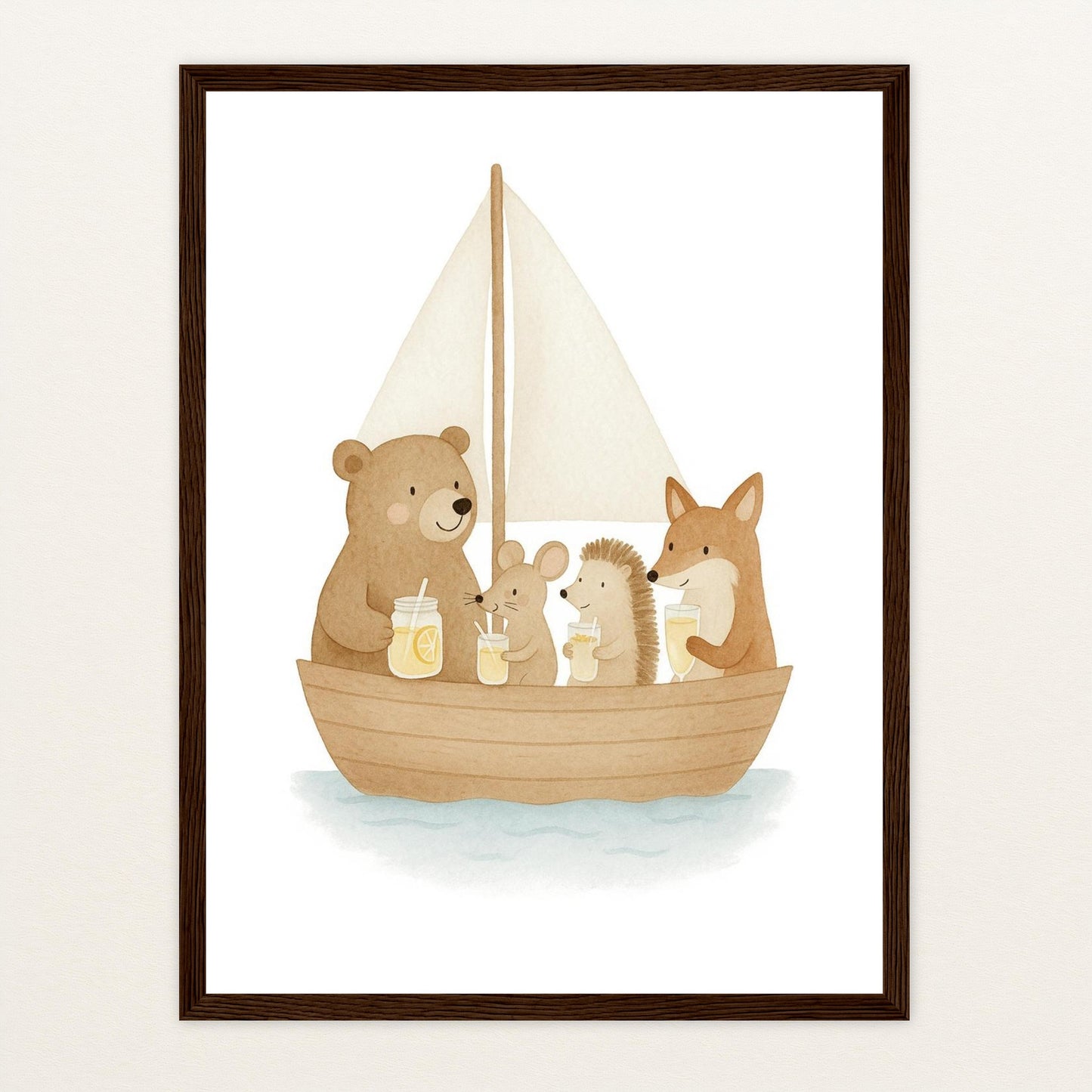 Tierfreunde - Motiv: "Segelschiff" Poster mit Holzrahmen von tinylearner