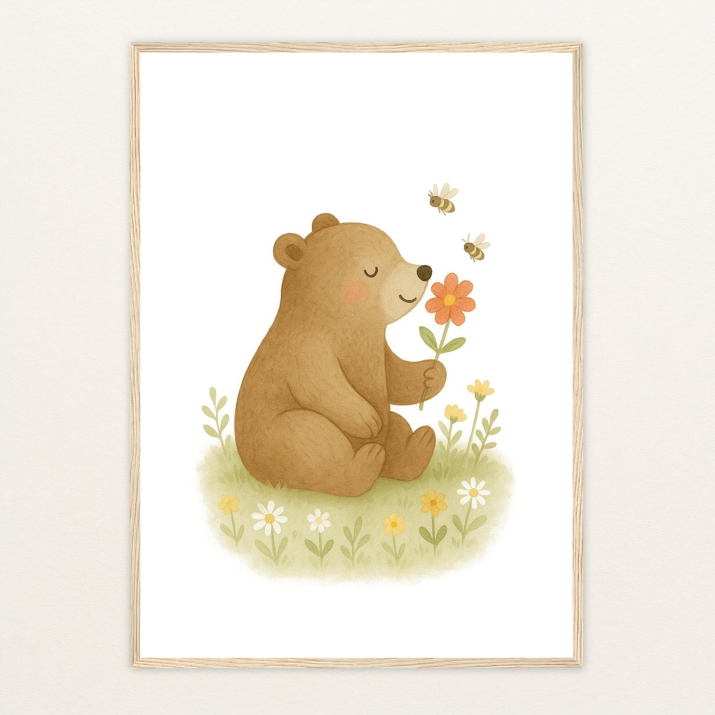 Balu der Bär - Motiv: "Blume" Poster mit Holzrahmen von tinylearner