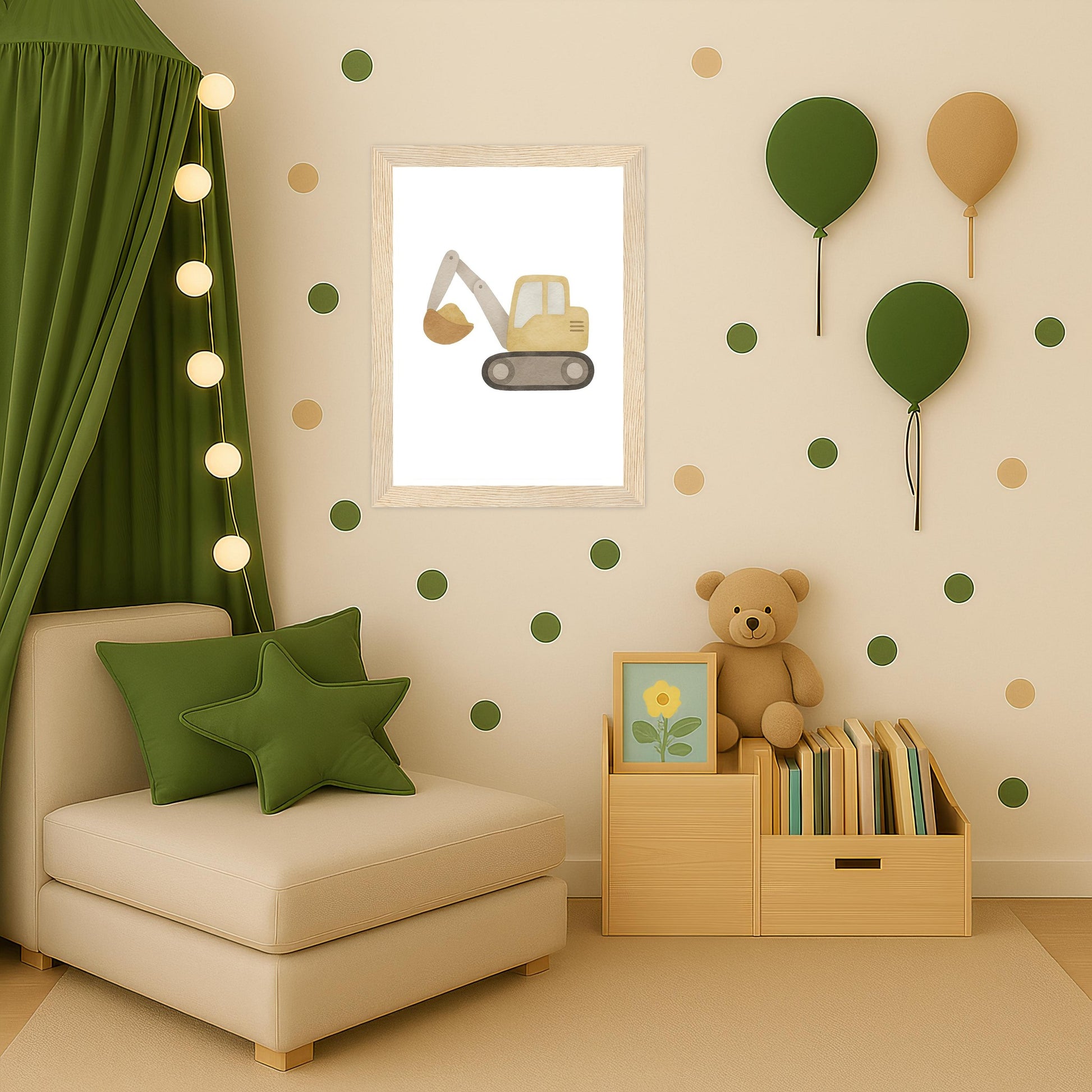 Bagger Poster mit Holzrahmen von tinylearner