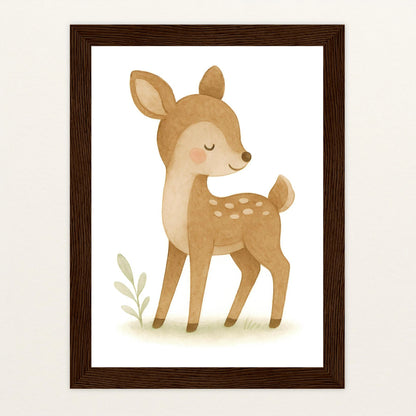 Ria das Reh Poster mit Holzrahmen von tinylearner