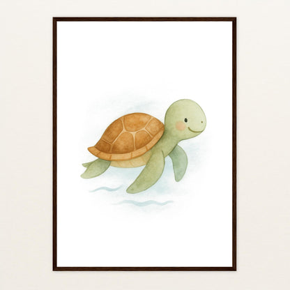 Sora die Schildkröte Poster mit Holzrahmen von tinylearner