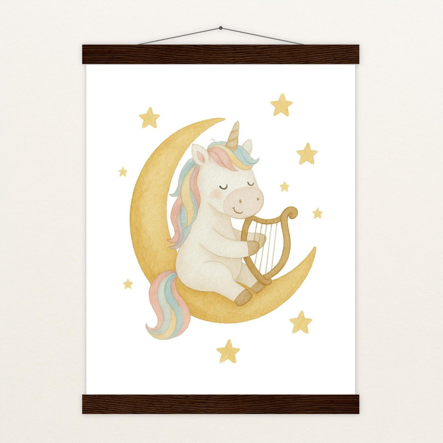 Luni das Einhorn - Motiv: "Mond" Poster mit Leisten von tinylearner