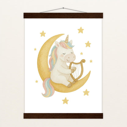 Luni das Einhorn - Motiv: "Mond" Poster mit Leisten von tinylearner