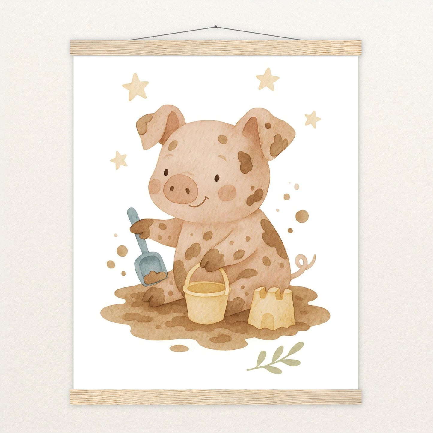 Susi das Schwein - Motiv: "Sandkasten" Poster mit Leisten von tinylearner