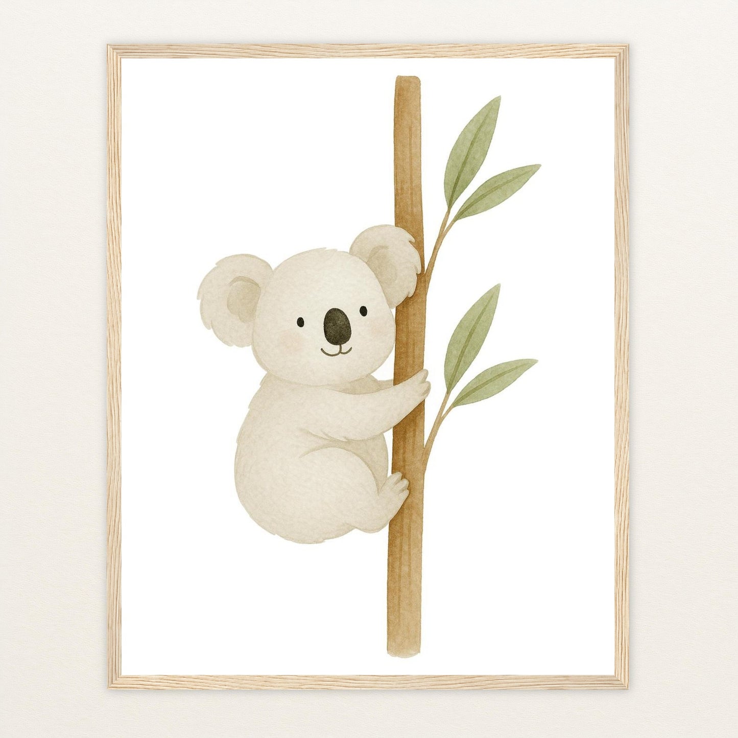 Kori der Koala Poster mit Holzrahmen von tinylearner