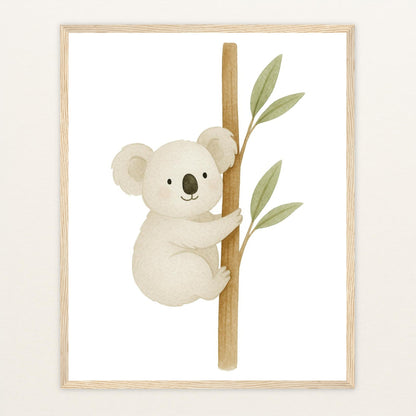 Kori der Koala Poster mit Holzrahmen von tinylearner