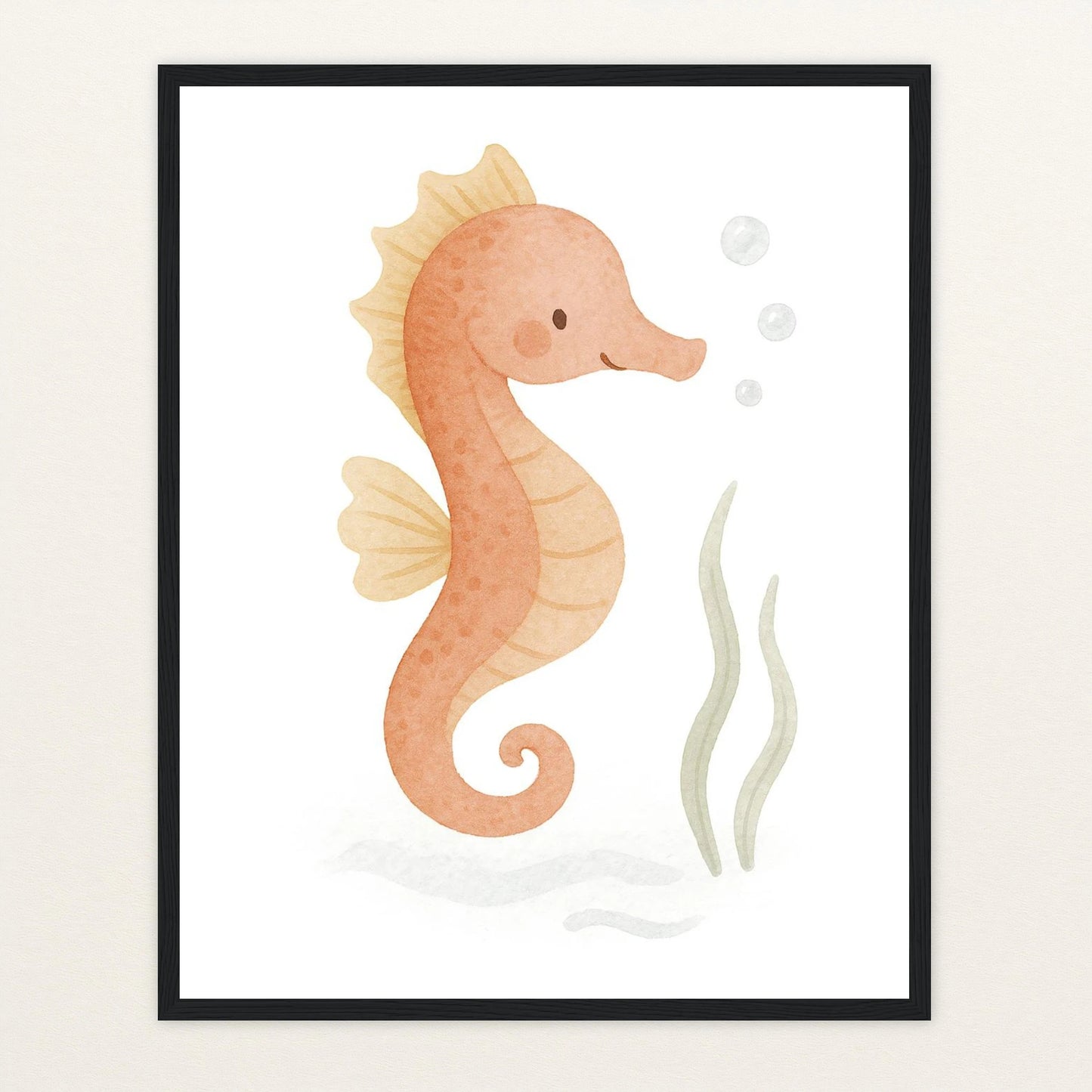 Suri das Seepferdchen Poster mit Holzrahmen von tinylearner