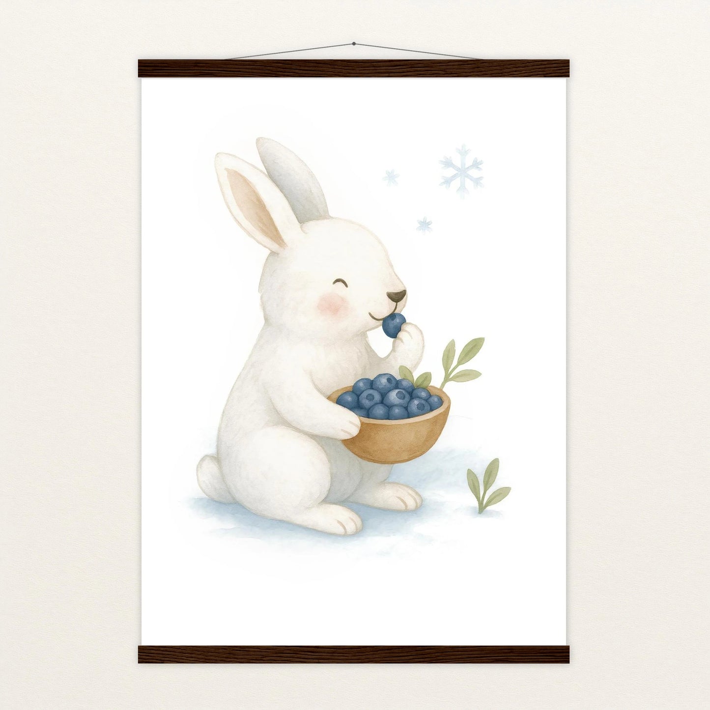 Sina der Schneehase - Motiv: "Blaubeeren" Poster mit Leisten von tinylearner
