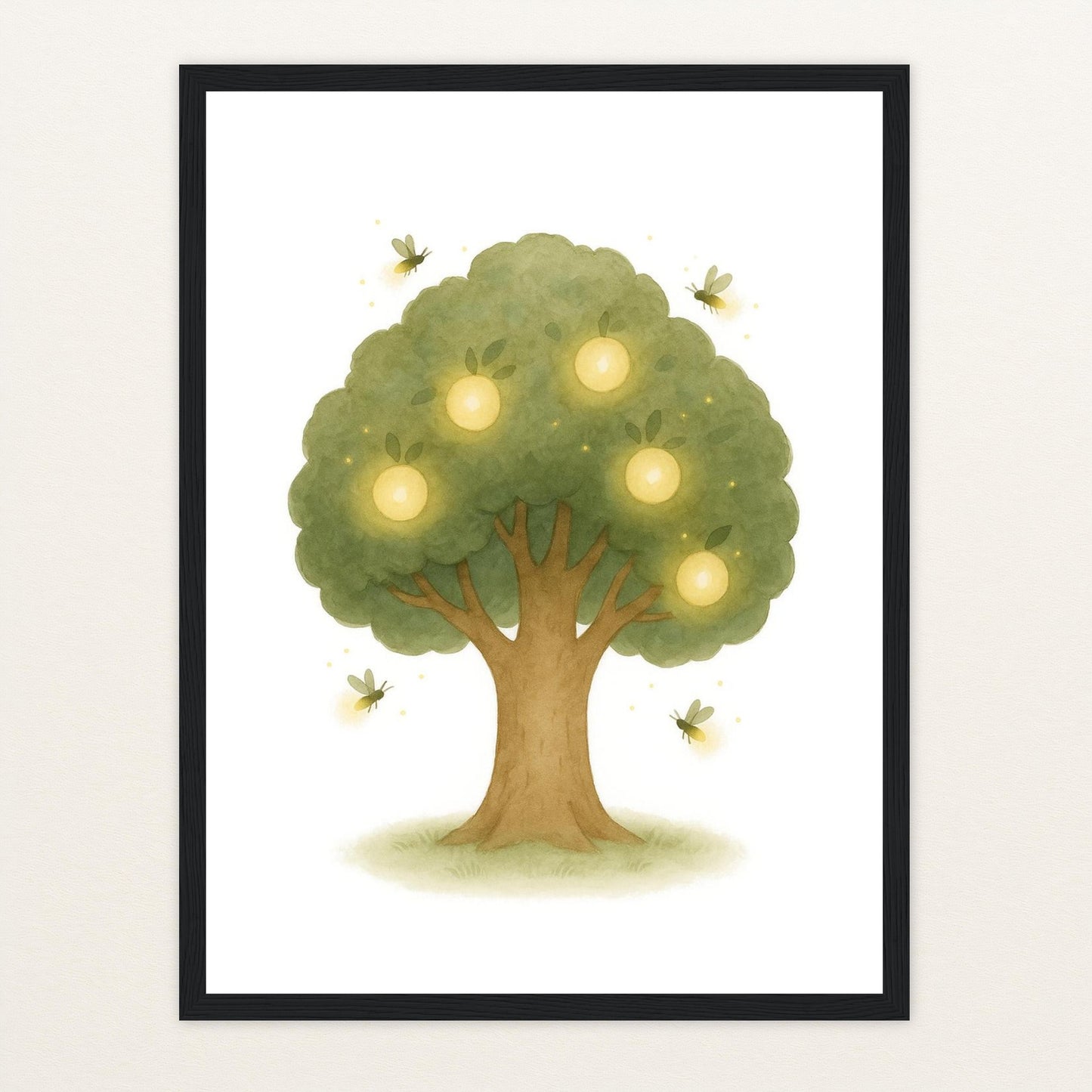 Leuchtbaum Poster mit Holzrahmen von tinylearner