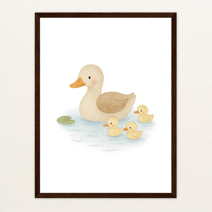 Gusi die Gans - Motiv: "Teich" Poster mit Holzrahmen von tinylearner