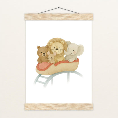 Tierfreunde - Motiv: "Achterbahn" Poster mit Leisten von tinylearner