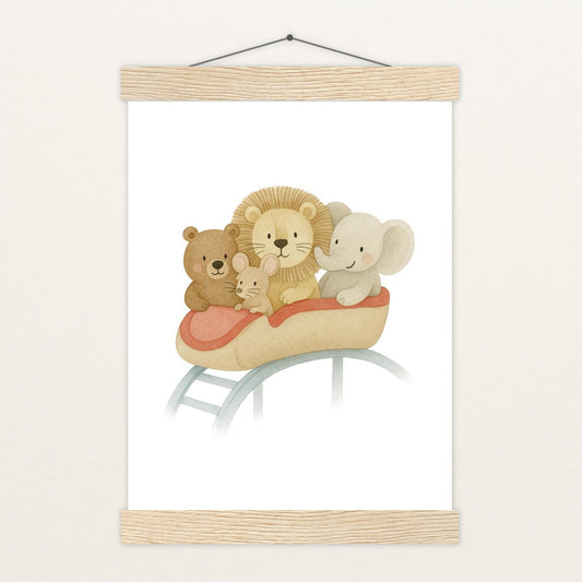 Tierfreunde - Motiv: "Achterbahn" Poster mit Leisten von tinylearner