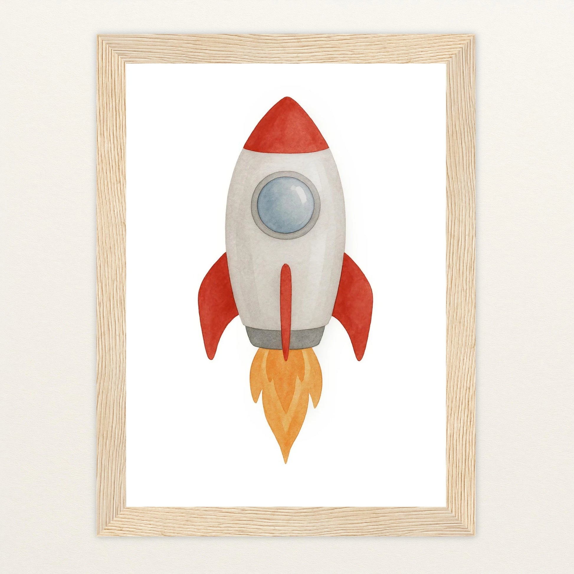 Rakete Poster mit Holzrahmen von tinylearner