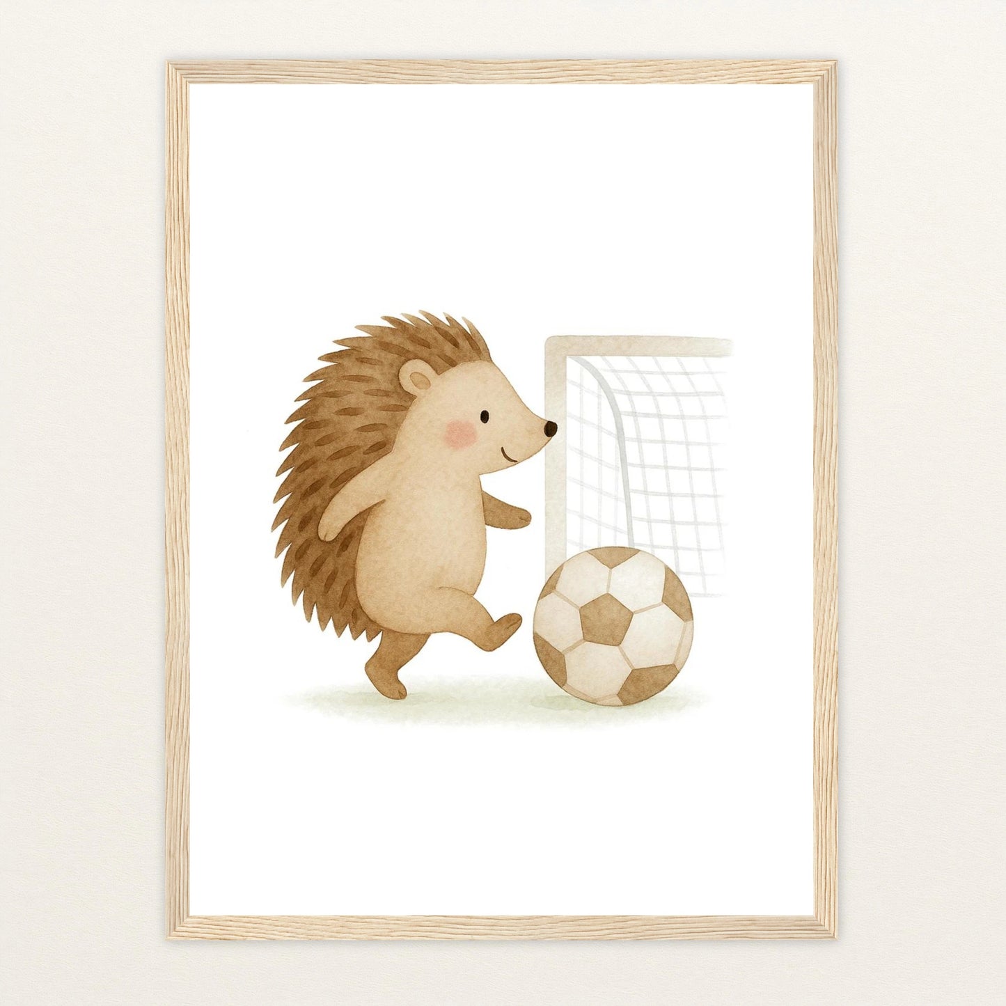 Iggi der Igel - Motiv: "Fußball" Poster mit Holzrahmen von tinylearner