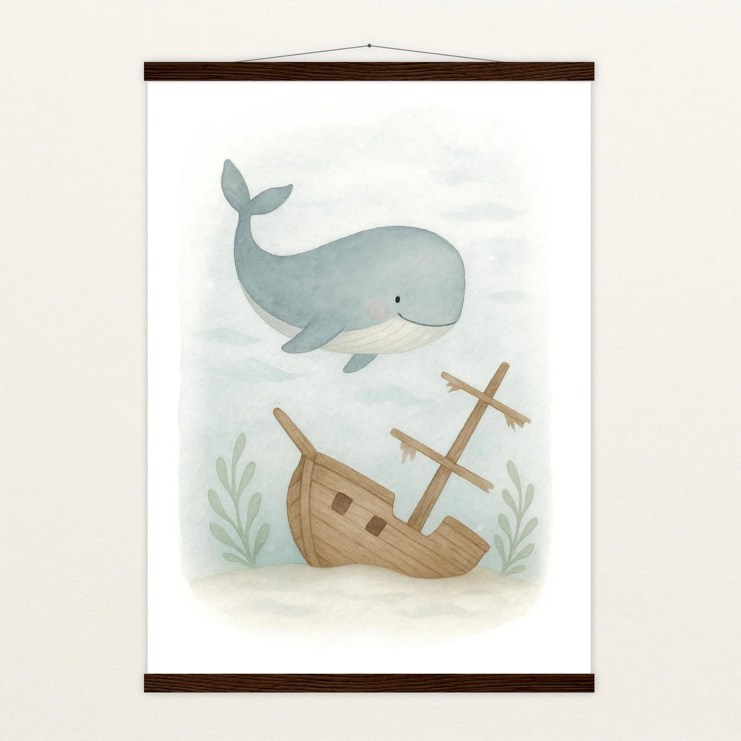 Willi der Wal - Motiv: "Schiffswrack" Poster mit Leisten von tinylearner