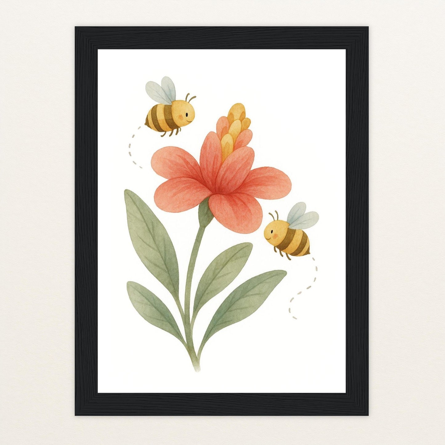 Bibi die Biene - Motiv: "Blume" Poster mit Holzrahmen von tinylearner