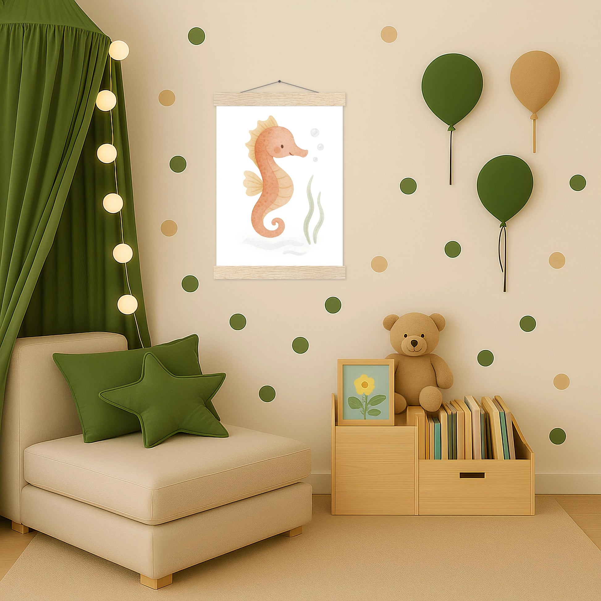 Suri das Seepferdchen Poster mit Leisten von tinylearner