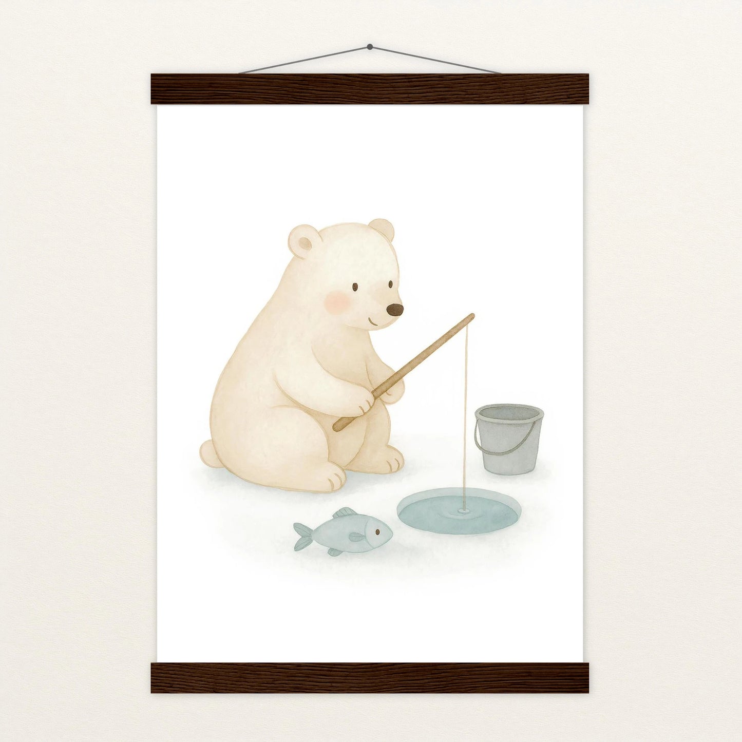 Pummel der Polarbär - Motiv: "Angeln" Poster mit Leisten von tinylearner