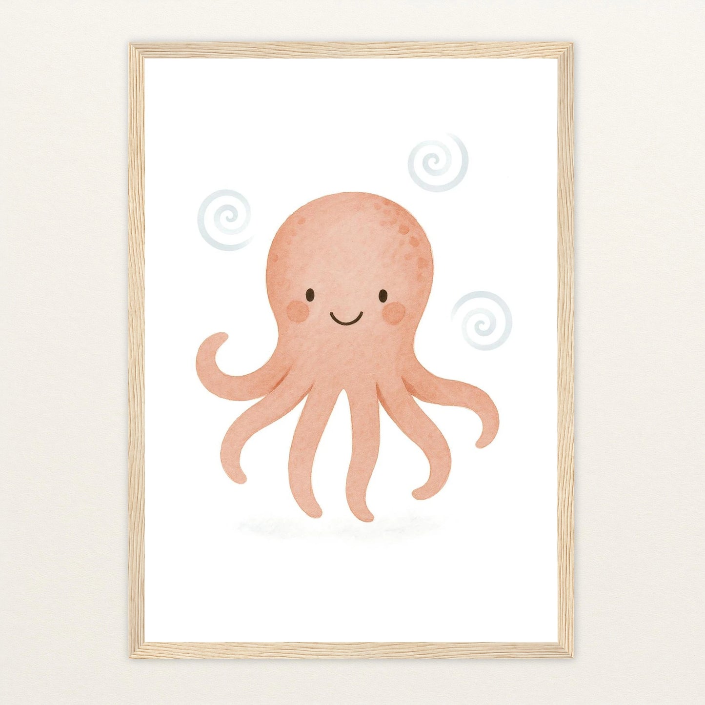 Tilli der Tintenfisch Poster mit Holzrahmen von tinylearner