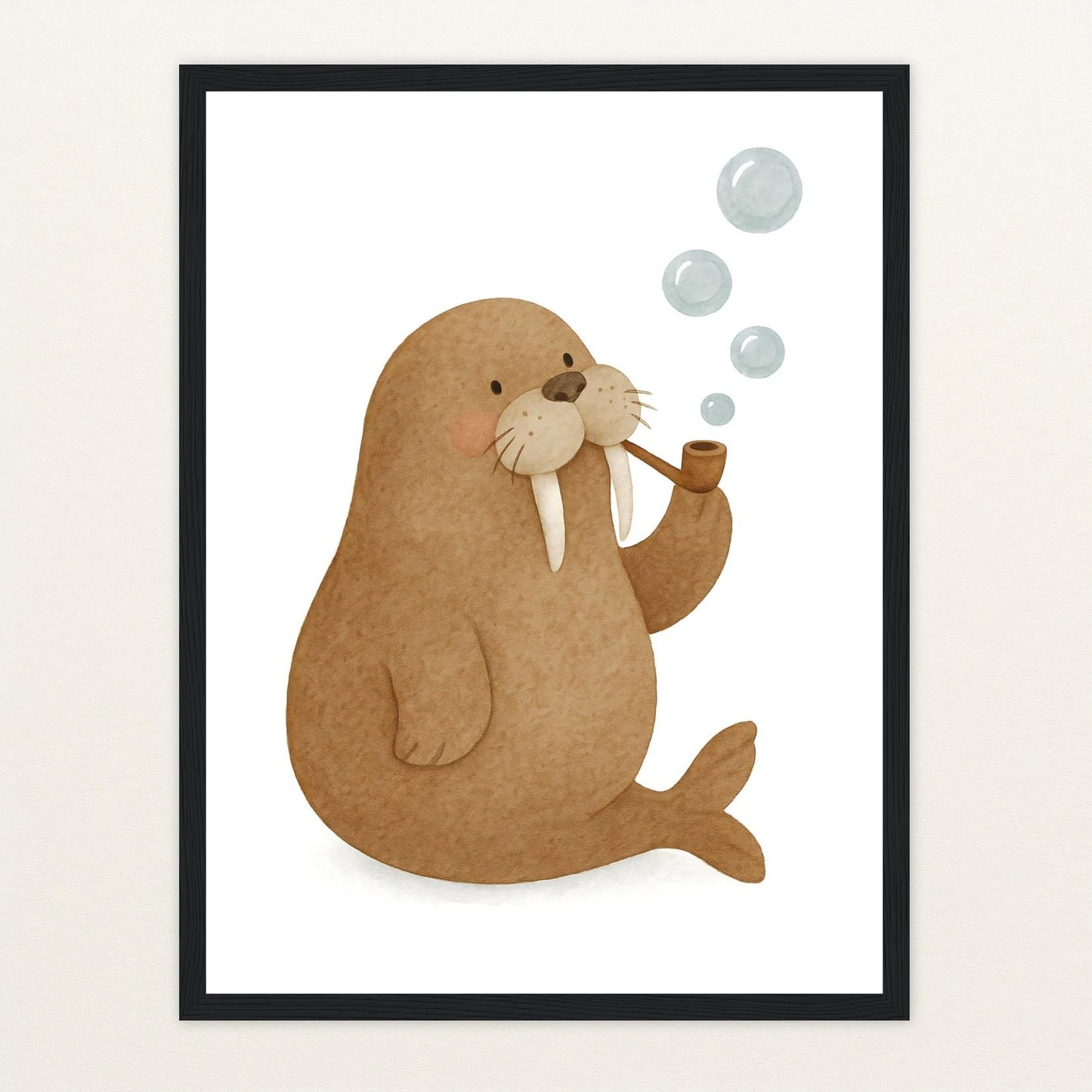 Wally das Walross - Motiv: "Blubbern" Poster mit Holzrahmen von tinylearner