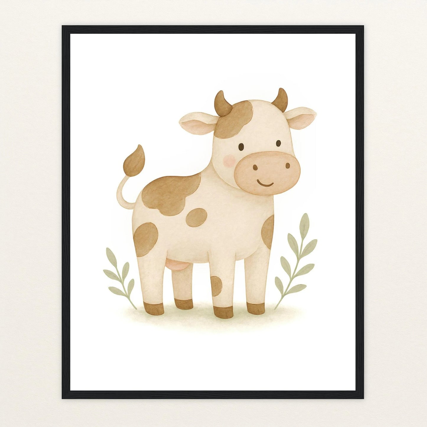 Klara die Kuh Poster mit Holzrahmen von tinylearner
