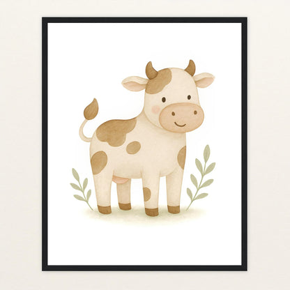 Klara die Kuh Poster mit Holzrahmen von tinylearner