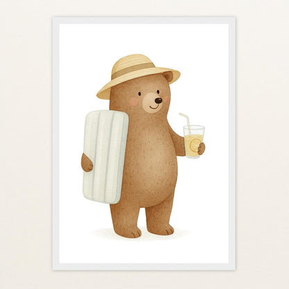 Balu der Bär - Motiv: "Strandtag" Poster mit Holzrahmen von tinylearner