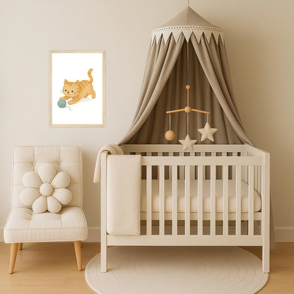 Kira die Katze - Motiv: "Wolle" Poster mit Holzrahmen von tinylearner