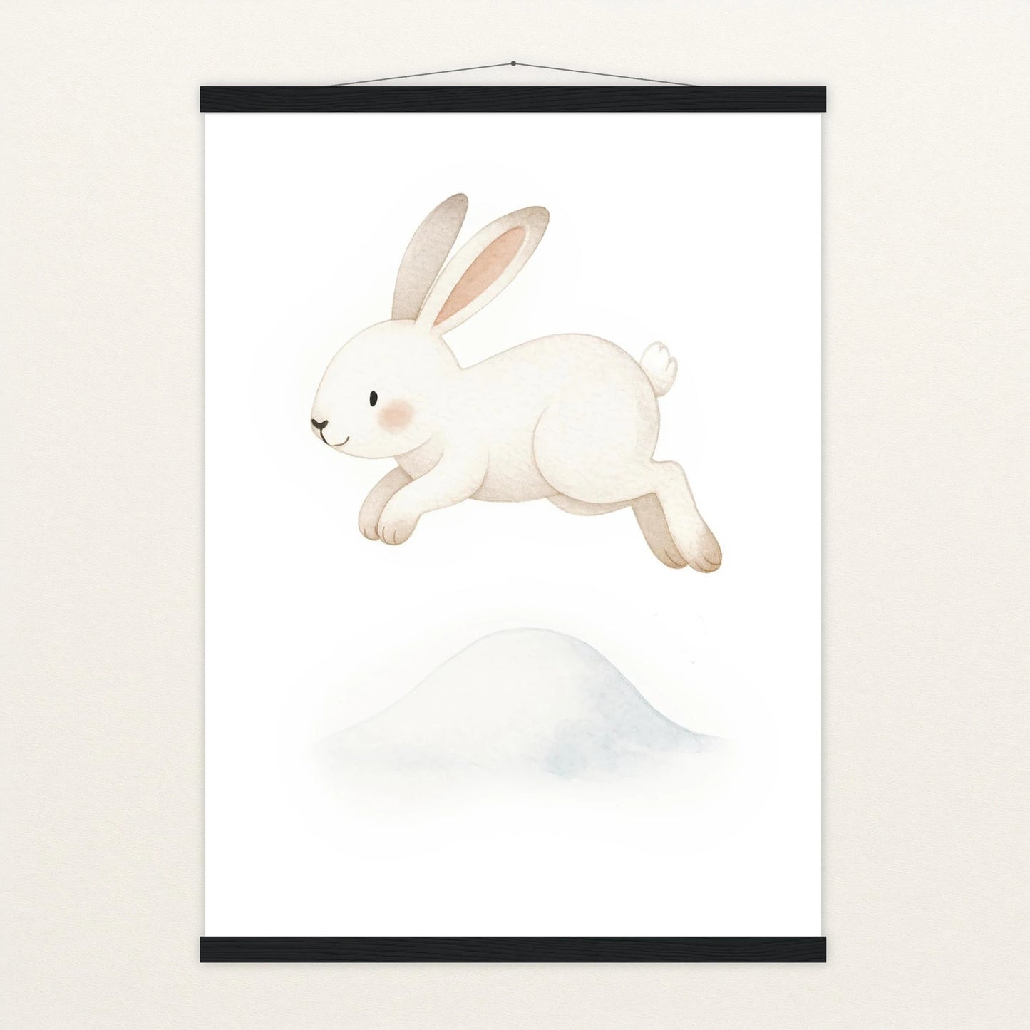 Sina der Schneehase - Motiv: "Schneehügel" Poster mit Leisten von tinylearner