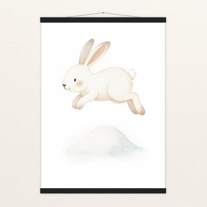 Sina der Schneehase - Motiv: "Schneehügel" Poster mit Leisten von tinylearner