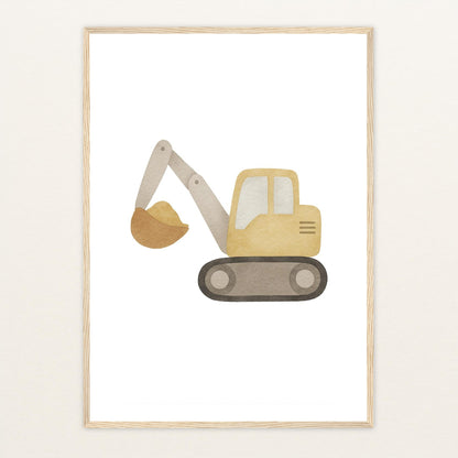Bagger Poster mit Holzrahmen von tinylearner