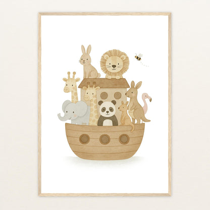 Tierfreunde - Motiv: "Arche Noah" Poster mit Holzrahmen von tinylearner