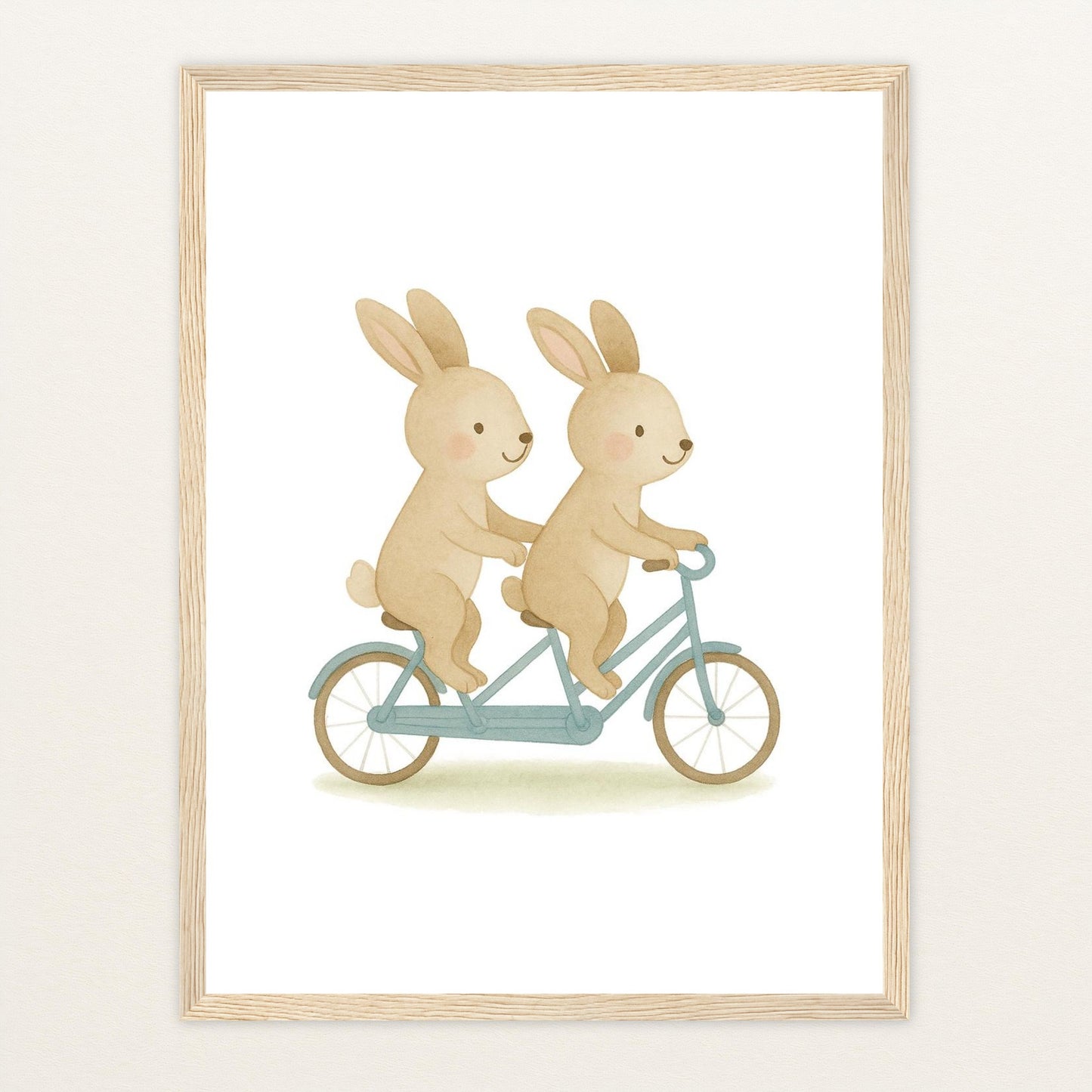 Holly der Hase - Motiv: "Tandem" Poster mit Holzrahmen von tinylearner