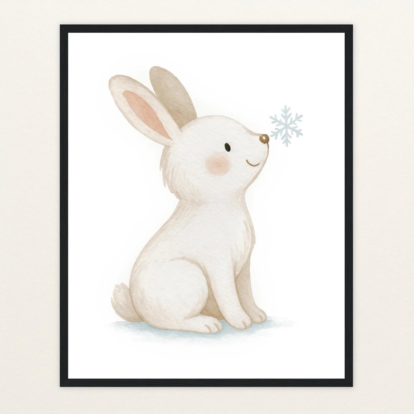 Sina der Schneehase Poster mit Holzrahmen von tinylearner