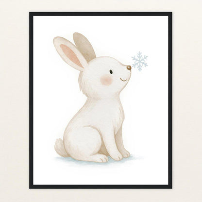 Sina der Schneehase Poster mit Holzrahmen von tinylearner